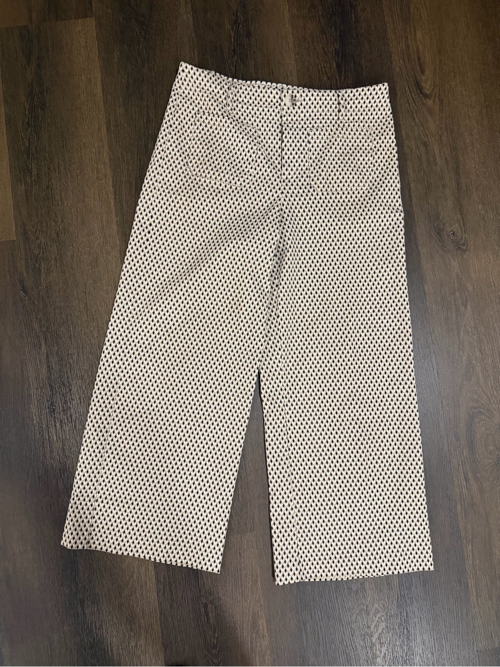 Jules & Leopold Black and White Cropped Wide-Leg Pants